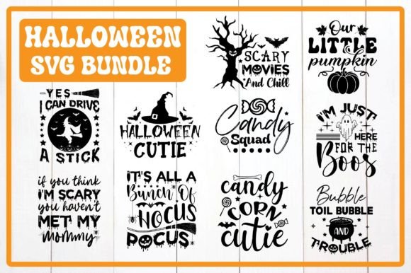Halloween SVG Bundle for Retro T‑Shirt Designs & Graphics